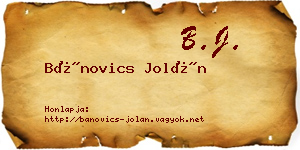 Bánovics Jolán névjegykártya