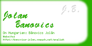jolan banovics business card