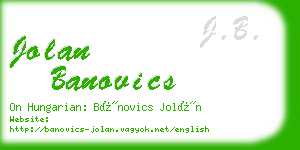 jolan banovics business card
